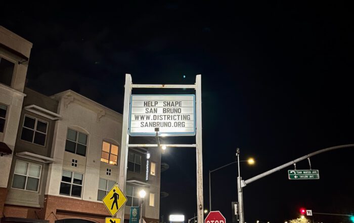 Photo of San Bruno Marquee Saying Help Shape San Bruno